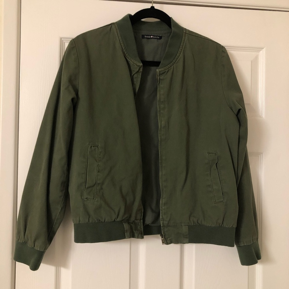 Brandy Melville green bomber jacket